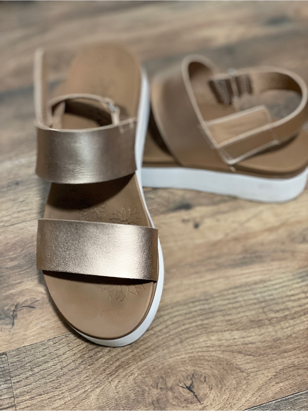 Skechers Women’s Metallic Bronze Platform Sandals